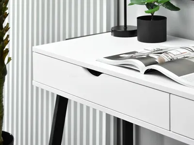 Biurko minimalistyczne z szufladami LUND - biały/czarny
