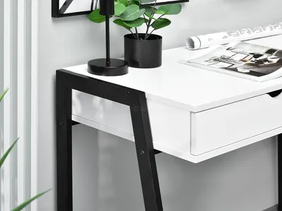 Biurko minimalistyczne z szufladami LUND - biały/czarny