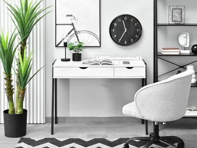 Biurko minimalistyczne z szufladami LUND - biały/czarny