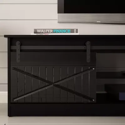Szafka RTV 2-drzwiowa WINDSOR 200 cm - czarny mat/czarny połysk