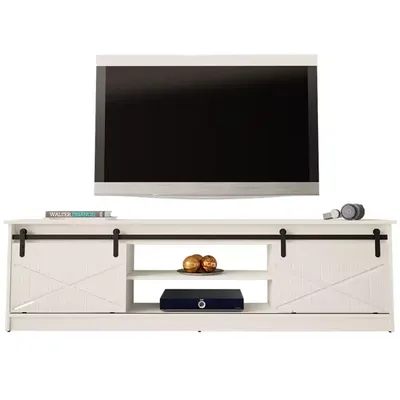 Szafka RTV 2-drzwiowa WINDSOR 200 cm - biały mat/biały połysk