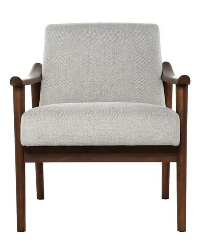 Fotel z podłokietnikami MID-CENTURY - szary/brązowy