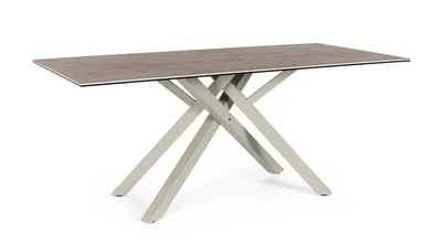 Stół z ceramicznym blatem SEAN TAUPE 180x90 - brązowy