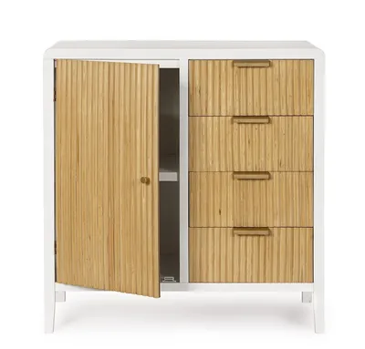 Komoda CHARLEY 1D 4DR - naturalny/biały
