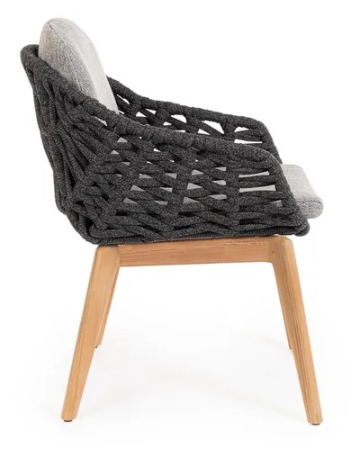 Krzesło ogrodowe TAMIRES CHARCOAL - szary/naturalny