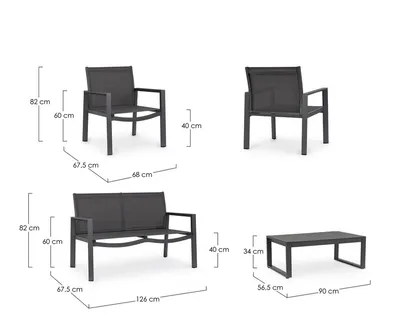 Zestaw mebli ogrodowych KALLEN CHARCOAL - grafitowy
