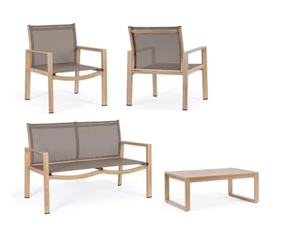 Zestaw mebli ogrodowych KALLEN NATURAL - taupe/naturalny