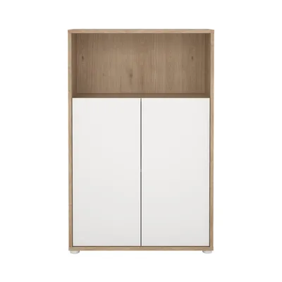 Regał niski z drzwiami SIGN 80 cm - jackson hickory/biały mat 