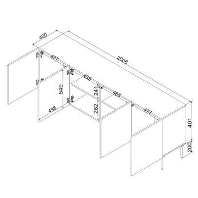 Komoda 4-drzwiowa LINEA 200 cm - beżowy mat