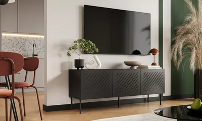 Szafka RTV LINEA 150 cm - czarny mat