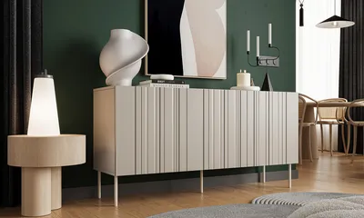 Komoda 3-drzwiowa MILO 150 cm - beżowy mat