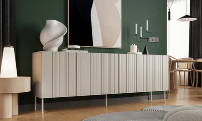 Komoda 4-drzwiowa MILO 200 cm - beżowy mat