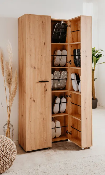 Wysoka szafka na buty LUGO 2-drzwiowa - dąb artisan