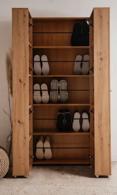 Wysoka szafka na buty LUGO 2-drzwiowa - dąb artisan