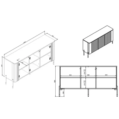 Komoda 3-drzwiowa ARIA 150 cm - czarny mat