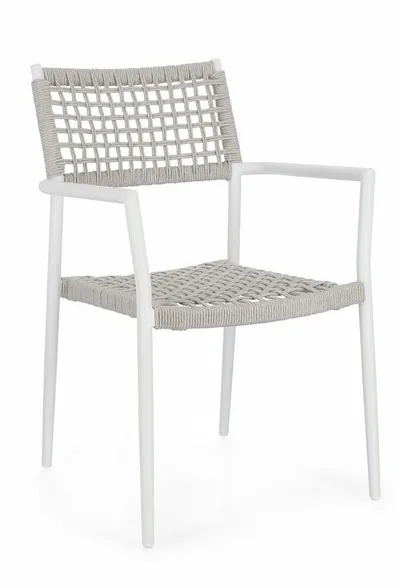 Krzesło ogrodowe CALETA WHITE - biały/beżowy