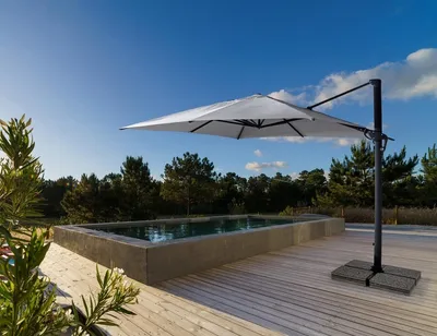 Parasol ogrodowy INES 3x4 - jasny szary