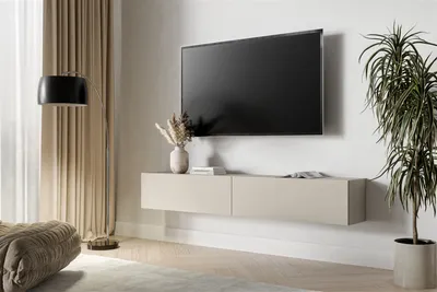 Szafka RTV wisząca z oświetleniem ALTO 200 cm - kaszmir mat