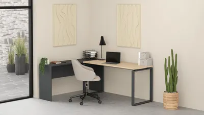 Biurko z przedłużeniem SIGN 150 cm - jackson hickory/szary mat