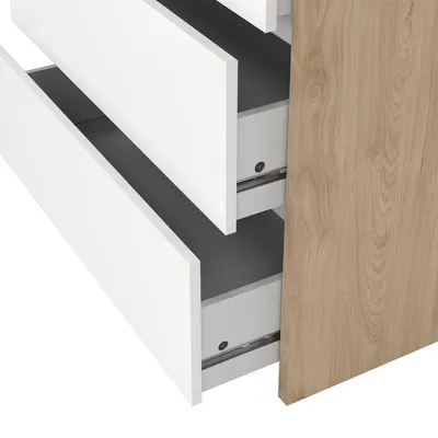 Komoda NEXT 3 szuflady - biały połysk/jackson hickory