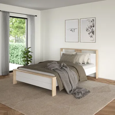 Łóżko NEXT 140x200 - biały połysk/jackson hickory