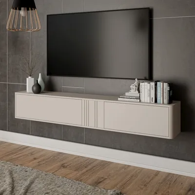 Szafka RTV wisząca 2-drzwiowa LUVIO 190 cm - kaszmir mat
