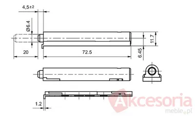 Pusch Do Drzwi Bez Uchwytów 40mm z adapterem Gamet