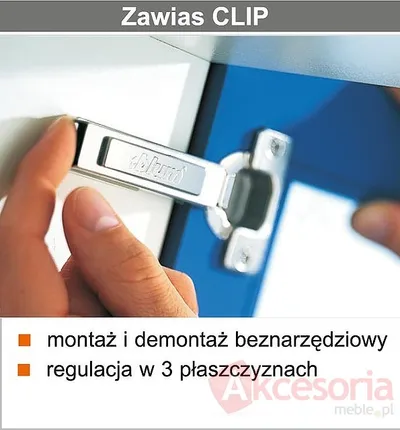 250kpl Zawiasów CLIP 100° 71M2550 +Prowadnik 173L6100 + Detektor