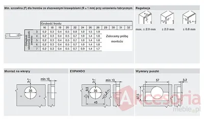 Zawias z hamulcem MODUL BLUMOTION - nikiel / 95° / ze sprężyną / drzwi równoległe wpuszczane / wkręty