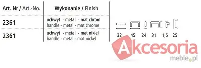 Uchwyt - metal - mat nikiel 2361