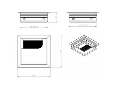 Mały przepust aluminiowy Siso RUMBA - czarny / 80x80 mm