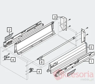 Tandembox Wys.D(M+1R)=198mm Głęb.45cm 30kg SZARA Hamulec