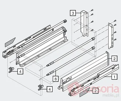 Tandembox Wys.D(M+2R)=198mm Głęb.45cm 30kg SZARA Hamulec