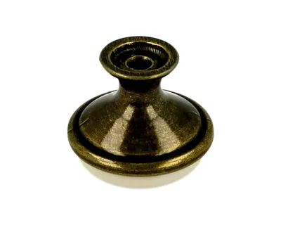 Gałka GP19 - mosiądz antyczny, porcelana mleczna z kwiatem / fi 29 mm