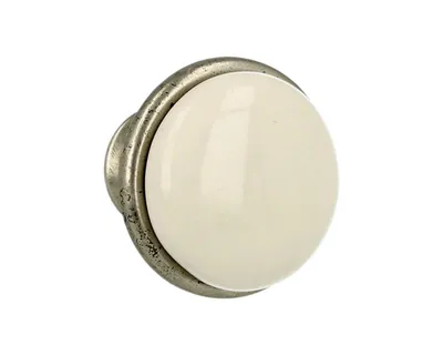Gałka GP19 - nikiel patynowany, porcelana mleczna / fi 29 mm