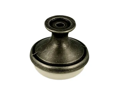 Gałka GP19 - nikiel patynowany, porcelana mleczna z kwiatem / fi 29 mm