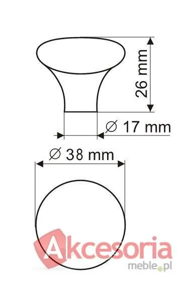 Rys. techniczny Gałka GP20 Porcelana Mleczna MLK-1