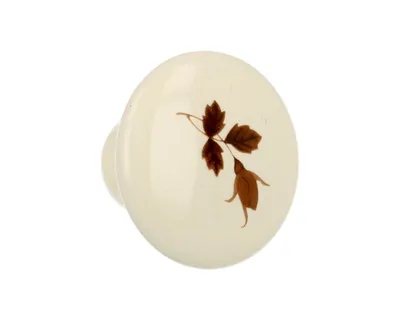 Gałka GP20 - porcelana mleczna z liśćmi / fi 38 mm