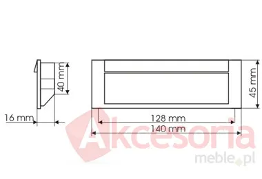 Rys. techniczny Uchwyt ZnAl UN63 128 mm Nikiel Satynowy(W)