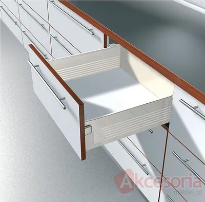 Szuflada METABOX 320H H=150mm Wysuw75% Kremowa dł.35cm Blum