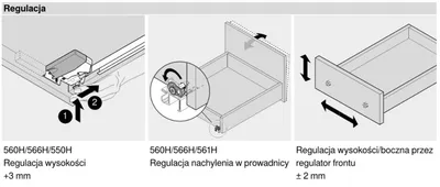 Prowadnica TANDEM BLUMOTION 550H dł.55cm Częściowy Wysuw Blum