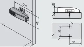 Adapter Krzyżakowy 955.1501 Do Montażu TIP-ON Do Frontów - Szary