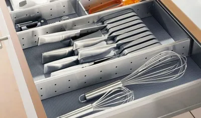Wkład na sztućce robocze ORGA-LINE do Tandembox Space Corner - inox / 29.1x50 cm 
