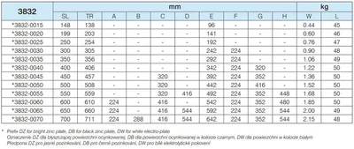 Prowadnica kulkowa DZ3832 / dł. 15 cm / 45 kg / wysuw 100% 