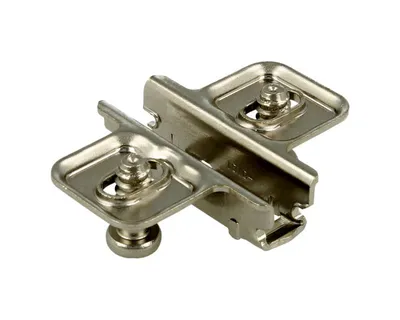 Prowadnik krzyżakowy do zawiasu CLIP - nikiel / dyst. 3 mm / wys. 11.5 mm / regul. wysokości / z Euro