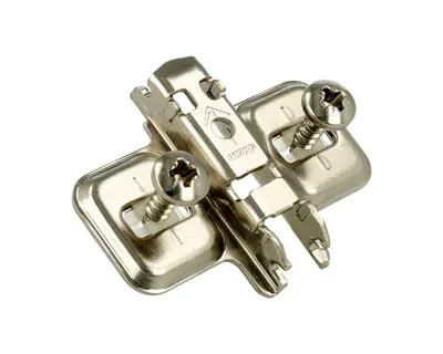 Prowadnik krzyżakowy do zawiasu CLIP - nikiel / dyst. 0 mm / wys. 8.5 mm / regul. wysokości / Expando