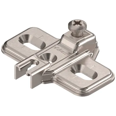 Prowadnik krzyżakowy do zawiasu MODUL - nikiel / dyst. 0 mm / wys. 8.3 mm / regul. wysokości / Spax