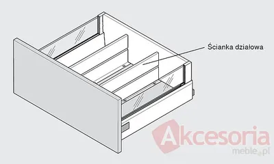 Ścianka Działowa Z46L Do Tandembox dł.50cm Czarna