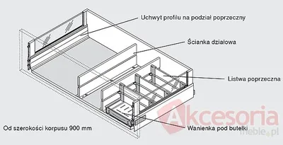 Ścianka Działowa Z46L Do Tandembox dł.50cm Czarna