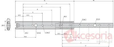 Prowadnica kulkowa 2728 Nierdzewna 25cm 20kg wysuw 75% Accuride